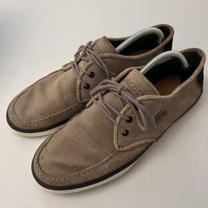 Lacoste Sevrin 4 Boat Shoes Mens 11 Brown Suede Lace Up Moc Toe Casual Sneakers